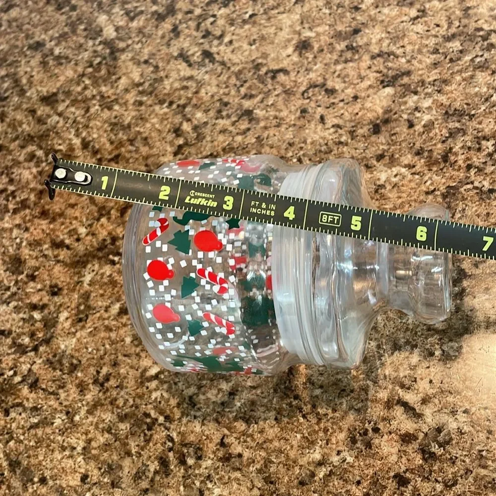 Vintage‎ Christmas glass candy jar with lid
